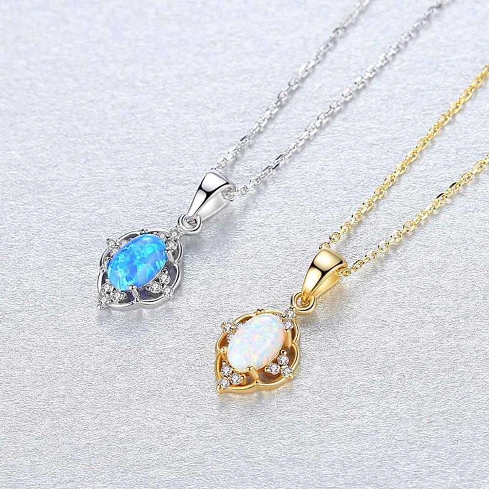 Graceful Opal Inlaid Traditional Floral Pendant 925 Sterling Silver Necklace - Silver