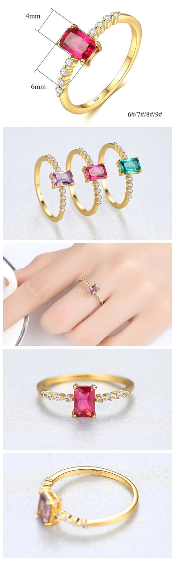Red Gem Sterling Silver Ring