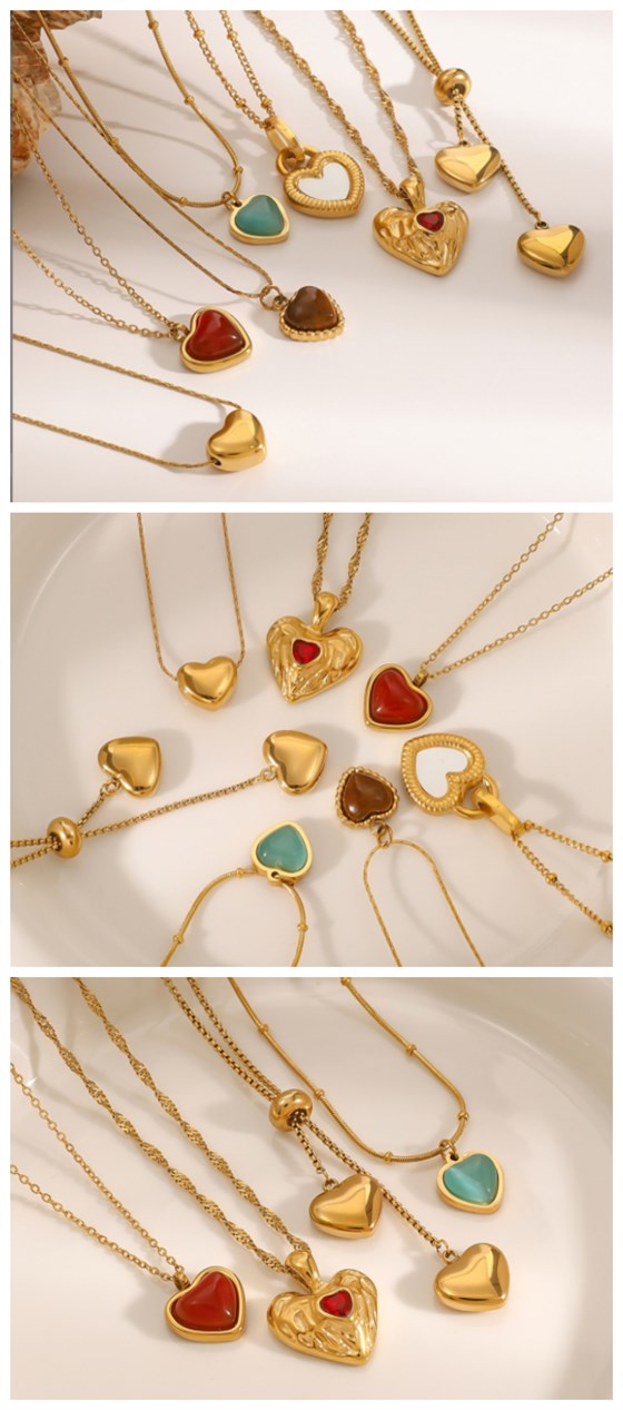 Minimalist Style Red Agate Heart Pendant