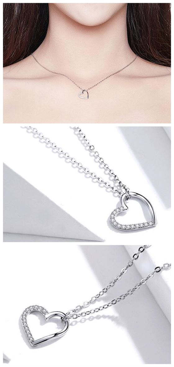 Minimalist Love Heart Shape Pendant Sterling Silver