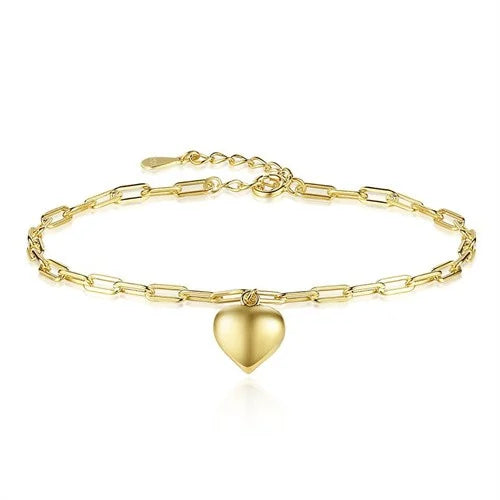 Heart Charm Bracelet – 925 Sterling Silver