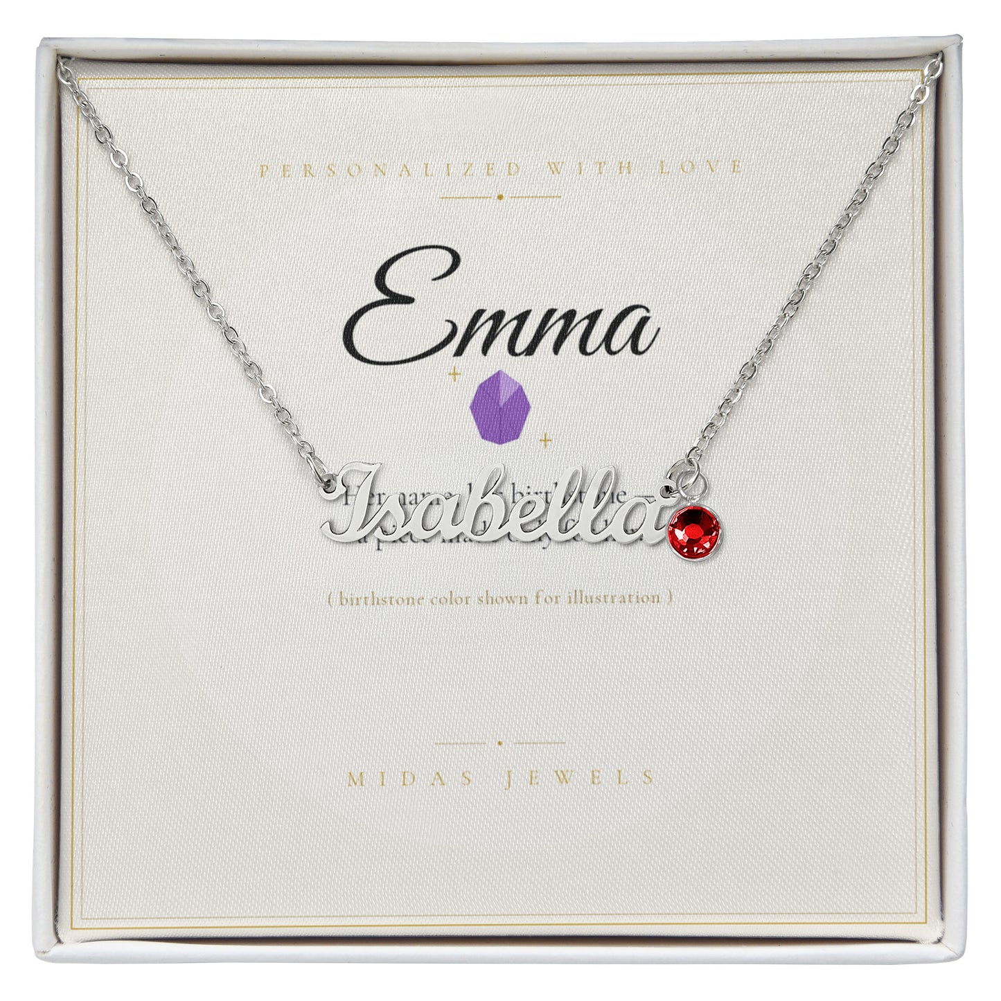 Custom Name Necklace with Birthstone
