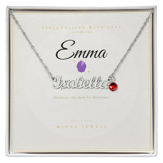Custom Name Necklace with Birthstone