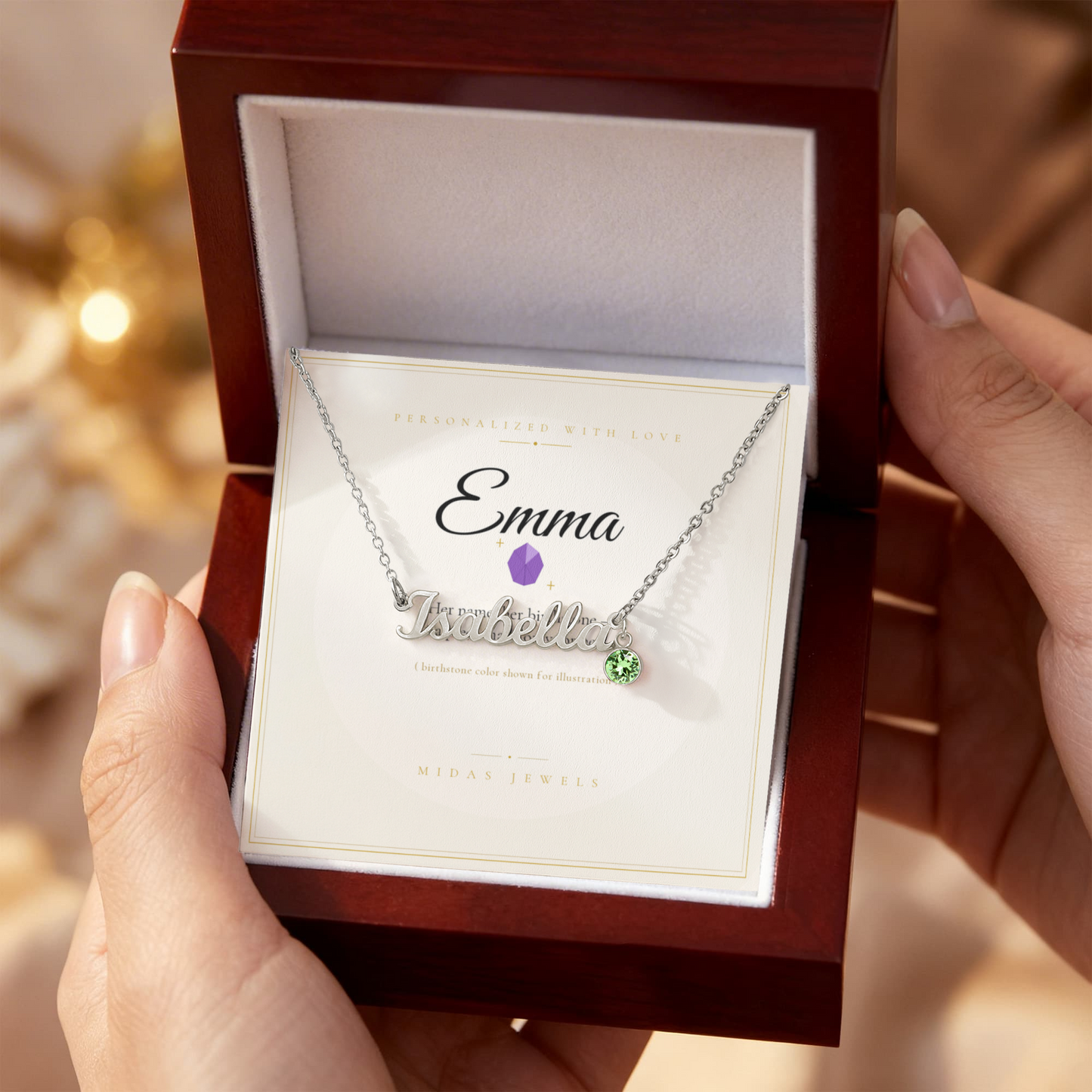 Custom Name Necklace with Birthstone