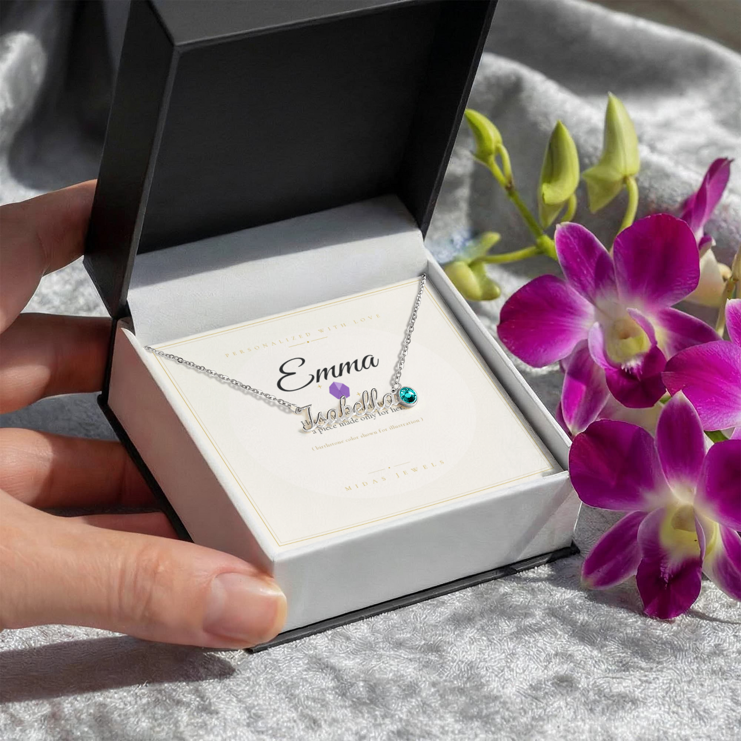 Custom Name Necklace with Birthstone