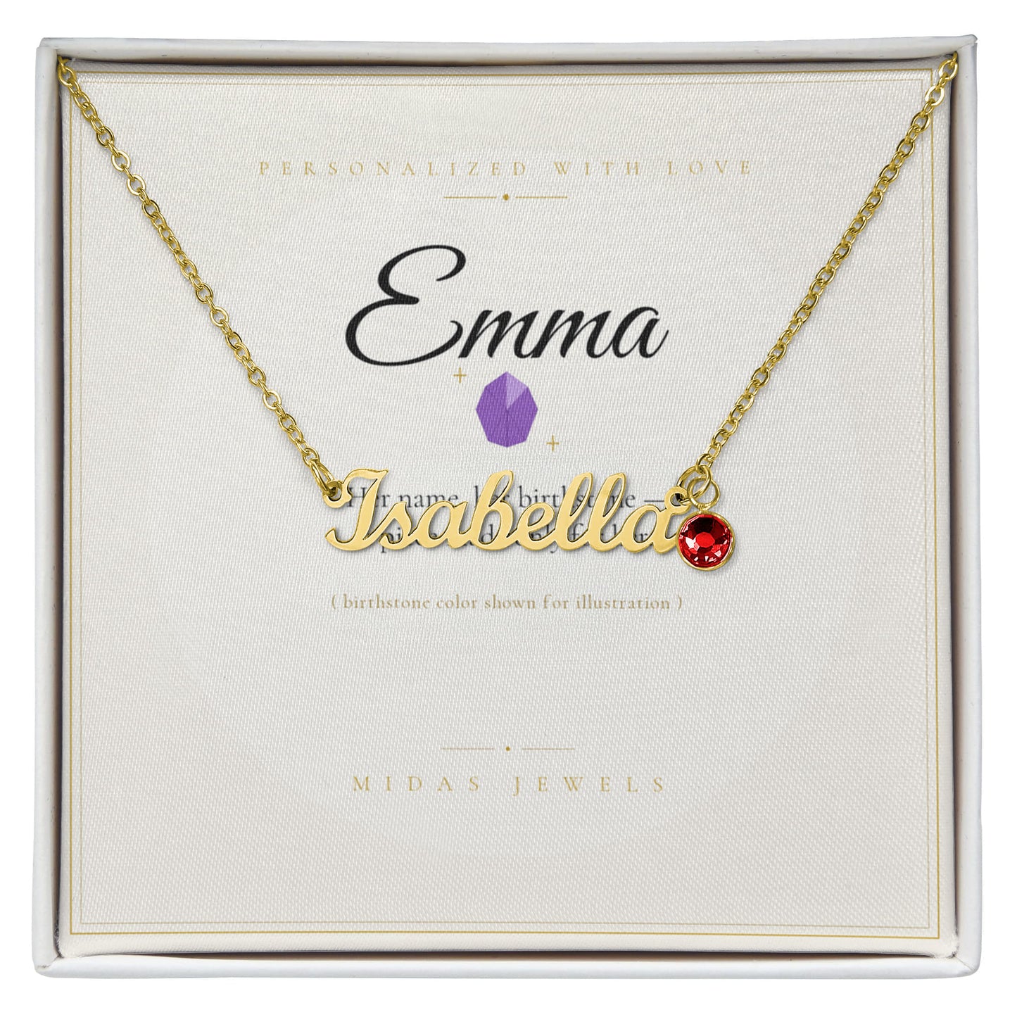 Custom Name Necklace with Birthstone