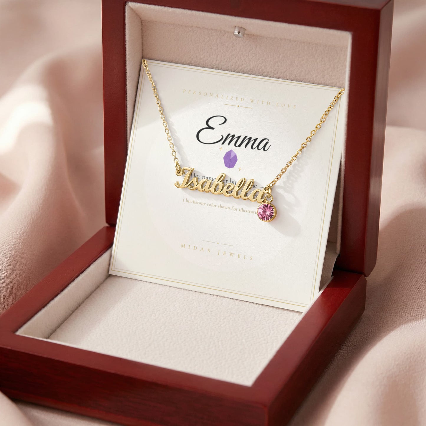 Custom Name Necklace with Birthstone