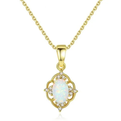 Graceful Opal Floral Pendant