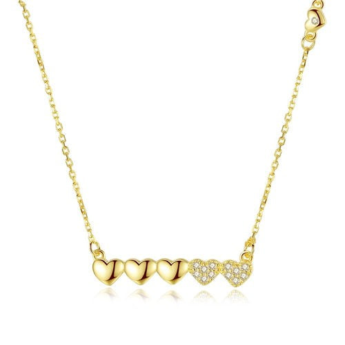 Mini Hearts Pendant Minimalist Silver Necklace