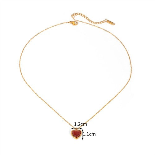Minimalist Style Red Agate Heart Pendant