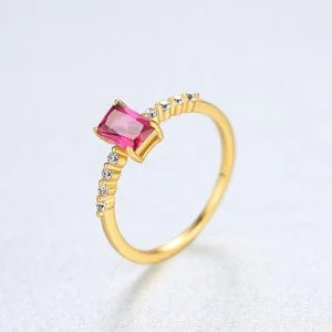 Red Gem Sterling Silver Ring