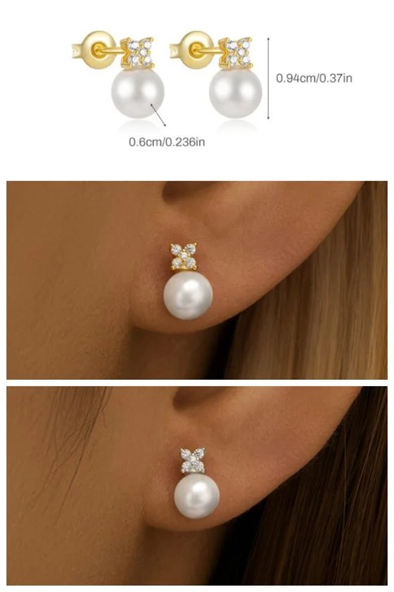 CZ Pearl Fashion Earrings — 925 Sterling Silver