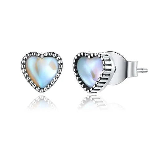 Mini Glass Heart Design Earrings — 925 Sterling Silver